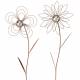 Lot de Deux Fleurs à Piquer Duo Floral en Acier Oxydé et Boule Chromée Décorations Extérieures 12x23,5x117cm
