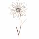 Lot de Deux Fleurs à Piquer Duo Floral en Acier Oxydé et Boule Chromée Décorations Extérieures 12x23,5x117cm