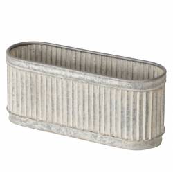 Jardinière Ovale PM Bac à Plantes en Acier Effet Zinc Balconnière Design Campagne 18x23x54,5cm