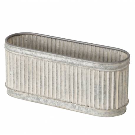 Jardinière Ovale PM Bac à Plantes en Acier Effet Zinc Balconnière Design Campagne 18x23x54,5cm