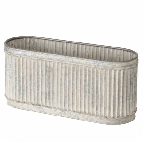 Jardinière Ovale MM Bac à Plantes en Acier Effet Zinc Balconnière Design Campagne 21,5x28,5x62,5cm