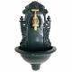 Fontaine de Jardin de Charme Murale Source Fonte Patinée Verte avec Robinet Fonctionnel en Laiton 14x25x40cm