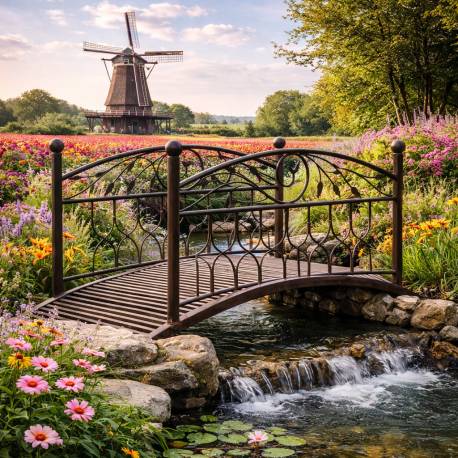 Superbe Pont Fonctionnel et Décoratif Passerelle de Jardin Ruisseau Court d'Eau en Acier Marron 85x92x185cm