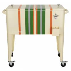 Glacière à Roulettes Be Cool Stripes Lemon Zuiver Crème Rayée en Polypropylène et Acier 47,5x86,5x91,5cm