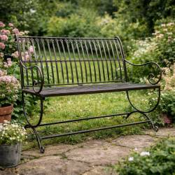 Banc de Jardin Anton 2 Places Banquette en Fer Marron 2 Personnes Fauteuil de Jardin Mobilier de Qualité 55x84x103cm