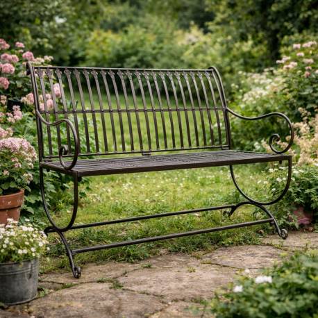 Banc de Jardin Anton 2 Places Banquette en Fer Marron 2 Personnes Fauteuil de Jardin Mobilier de Qualité 55x84x103cm