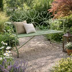Banc Margharet 2 Places Banquette de Jardin Fauteuil 2 Personnes en Métal Vert 51x99x136