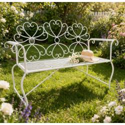 Banc Margharet 2 Places Banquette de Jardin Fauteuil 2 Personnes en Métal Blanc 51x99x136