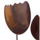Sculpture Florale à Poser Ensemble de Trois Tulipes Trio en Acier Oxydé sur Pied Décoration Extérieure 38x48x80cm