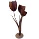 Sculpture Florale à Poser Ensemble de Trois Tulipes Trio en Acier Oxydé sur Pied Décoration Extérieure 38x48x80cm