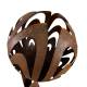 Grande Fleur sur Base Ronde Fleur Ajourée en Acier Oxydé Sculpture de Jardin Graphique à Poser 43x43x132cm