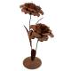 Sculpture de Jardin Extérieure Fleurs Doubles en Acier Oxydé Décoration Florale à Poser 39x39x115cm