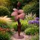 Sculpture Florale à Poser Ensemble Fleur et Bouton Style Lys Décoration de Jardin sur Socle 69x69x156cm