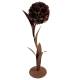Fleur XXL sur Socle Fleur Décorative en Acier Oxydé Effet Rouille Sculpture Florale Lumineuse à Poser 32x32x124cm