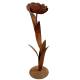 Grande Fleur sur Socle Sculpture Inspiration Rose en Acier Oxydé Décoration Extérieure Géante à Poser 31x31x115cm