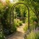 Arche Pomme de Pin Passage en acier brut oxydé Support Structure de jardin Tuteur à grimpants 50x140x226cm