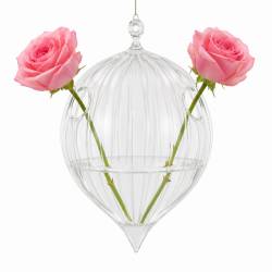 Goutte d'Eau Soliflore Globe à Suspendre Porte Fleur Porte Plante en Verre 15x15x19cm