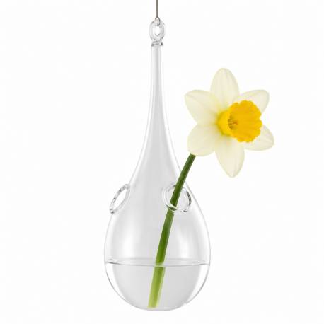 Goutte d'Eau Soliflore Globe à Suspendre Porte Fleur Porte Plante en Verre 9x9x22cm
