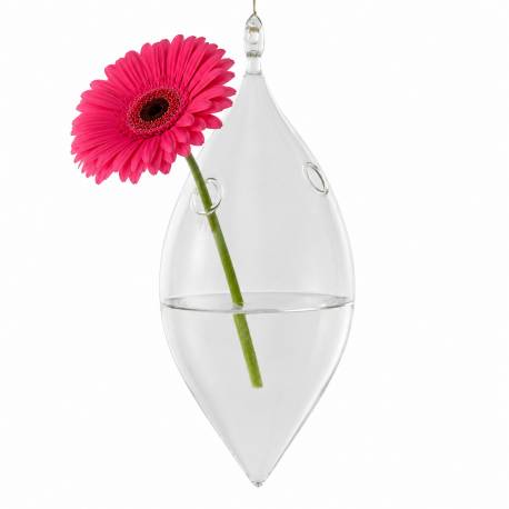 Goutte d'Eau Soliflore Globe à Suspendre Porte Fleur Porte Plante en Verre 8x8x19cm