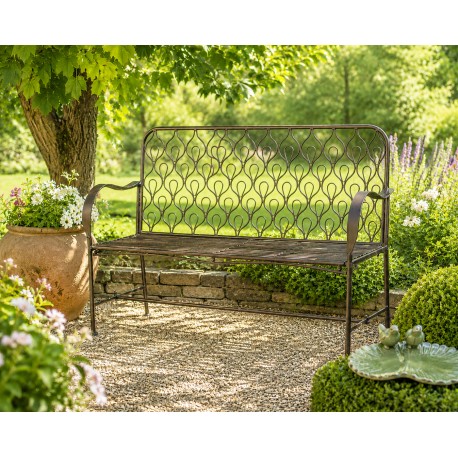 Banc Paon 2 Places Banquette de Jardin Fauteuil 2 Personnes en Métal Marron 49x92x123cm
