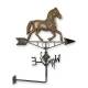 Girouette Murale Motif Cheval Mobile en Acier 4 Points Cardinaux Décoration Extérieure 33x64,5x72cm