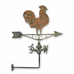 Girouette Murale Motif Coq Mobile en Acier 4 Points Cardinaux Décoration Extérieure 33x64,5x76cm