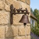 Cloche Sonnette Motifs Oiseaux Carillon Clochette de Porte Murale sur Crédence en Fonte Patinée Marron 11x19x22cm