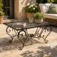 Table Basse Papillon Rectangulaire Acier Marron Desserte Table d'Appoint Pliable de Jardin 50x56x85cm
