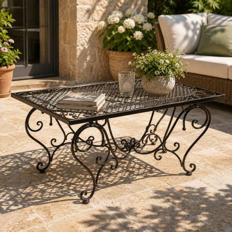 Table Basse Papillon Rectangulaire Acier Marron Desserte Table d'Appoint Pliable de Jardin 50x56x85cm