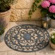 Paillasson en Fonte Tapis d’Entrée Gratte Pied Ovale Patiné Gris Décoration de Jardin Motif Volute 2x40x61cm
