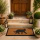 Tapis Gratte Pieds de Forme Rectangulaire ou Paillasson Motifs Chat en Coco et Caoutchouc 1x25x75cm