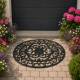 Paillasson en Fonte Tapis d’Entrée Gratte Pied Ovale Patiné Vert Décoration de Jardin Motif Volute 2x40x61cm