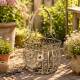 Grande Jardinière Façon Panier Pot de Fleur Bac de Plantation en Acier Marron 25x25x39cm