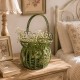 Petite Jardinière Façon Panier Pot de Fleur Bac de Plantation en Métal Vert 21,5x21,5x33cm