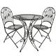 Salon de Jardin 2 Personnes Papillon Salon de Thé Bistrot 1 Table 2 Chaises Pliables en Fer Marron