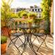 Salon de Jardin 2 Personnes Papillon Salon de Thé Bistrot 1 Table 2 Chaises Pliables en Fer Marron