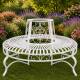 Agréable Banc Circulaire Tour d'Arbre Banquette de Parc en Acier Blanc 77x160x160cm