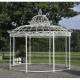 Grande Tonnelle Elizabeth Kiosque de Jardin Pergola Abris Rond Gloriette en Fer Forgé et Fonte Blanc 340x370x370cm