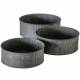 Jardinière Ronde PM Bassine en Acier Galvanisé Bac de Plantation Finition Striée 9x24,5x24,5cm