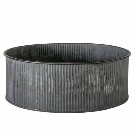 Jardinière Ronde PM Bassine en Acier Galvanisé Bac de Plantation Finition Striée 9x24,5x24,5cm