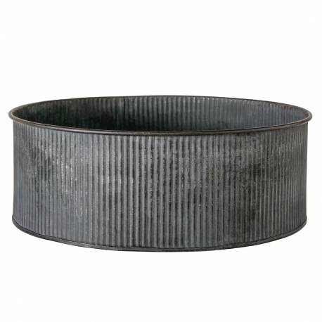 Jardinière Ronde MM Bassine en Acier Galvanisé Bac de Plantation Finition Striée 10x28x28cm