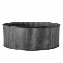 Jardinière Ronde GM Bassine en Acier Galvanisé Bac de Plantation Finition Striée 11x30x30cm