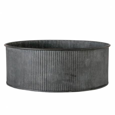 Jardinière Ronde GM Bassine en Acier Galvanisé Bac de Plantation Finition Striée 11x30x30cm