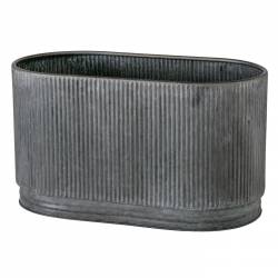 Jardinière Ovale GM Balconnière en Acier Galvanisé Bac de Plantation Finition Striée 25x26x47cm
