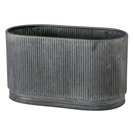 Jardinière Ovale GM Balconnière en Acier Galvanisé Bac de Plantation Finition Striée 25x26x47cm