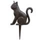 Chat Berlioz en Fonte à Piquer Statue Animale Patinée Marron Décoration de Jardin sur Pic 0,6x19x32,5cm