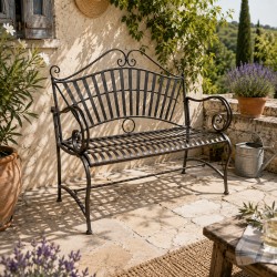 Banc 2 Places Banquette de Jardin Fauteuil 2 Personnes en Métal Patiné Marron 50x103x115cm