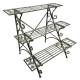 Escabeau en Acier Patiné Vert Porte-plantes Support 3 Niveaux Mobilier de Jardin Décoratif 61x82x90cm