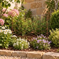 Treillis Croix PM en Acier Oxydé Bordure Haute Motif Croisillons à Planter Cloture Support à Plantes 0,5x51x60,5cm