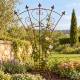 Grand Treillis Evasé Support à Grimpants en Acier Oxydé Grille de Jardin Forme Eventail 1x122x180cm